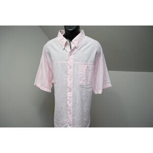 Izod Saltwater Button Up Fishing Shirt Pink Camp Shirt Mens Sz 3XLT 3XL TALL